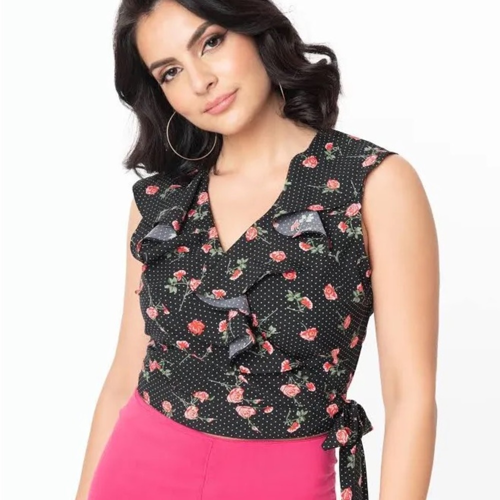 Unique vintage hazel wrap top